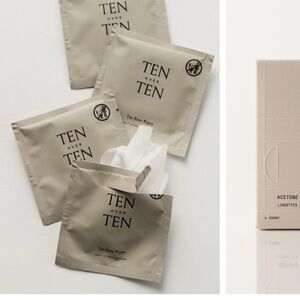 Ten over ten acetone free nail polish remover wipes/comes with six
